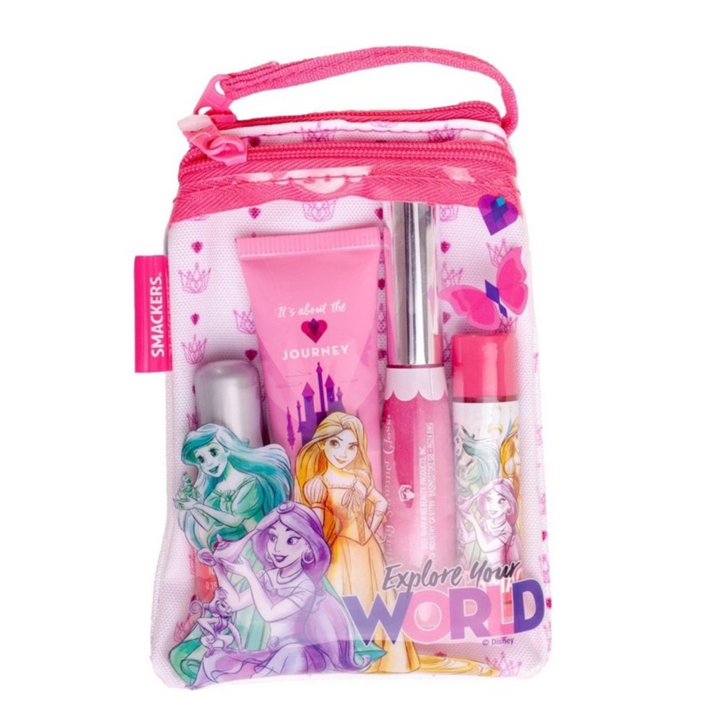 New - Disney Princess Lip Smackers Glam Bag with Lip Gloss and Nail Polish